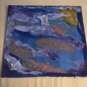 Artisan Blue and Gold Abstract Painting